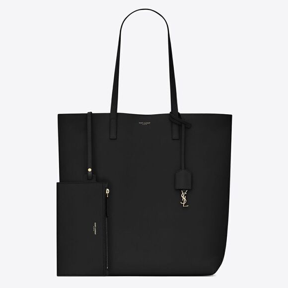 SAINT LAURENT North/South Leather Shopping Bag Tote w/ pouch - Picture 1 of 16